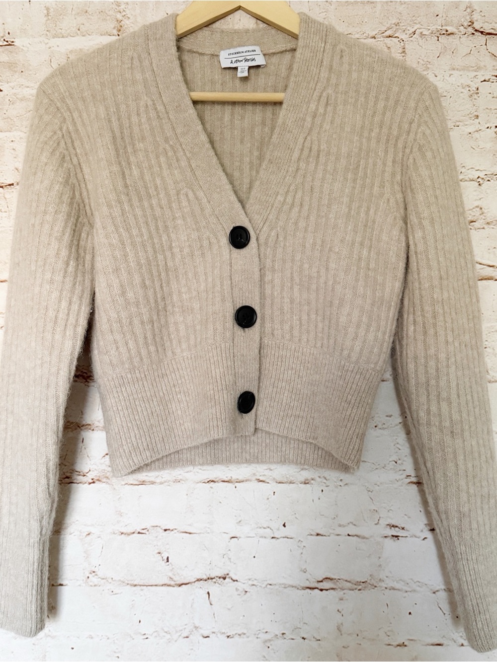 & Other Stories alpaca wool chunky ribbed cardigan sweater - Picture 1 of 5